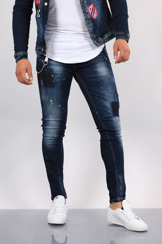 Jeans homme skinny bleu délavé 023